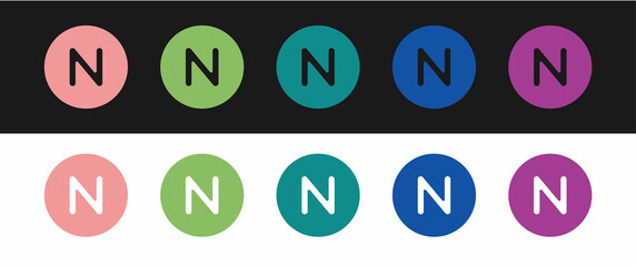 Set Compass north icon isolated on black and white background. Windrose navigation symbol. Wind rose sign. Vector