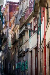 Typical narrow streets of the city of Porto