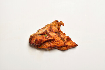 Piece of Roasted Chicken on White Background