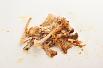 Chicken Bones on White Background