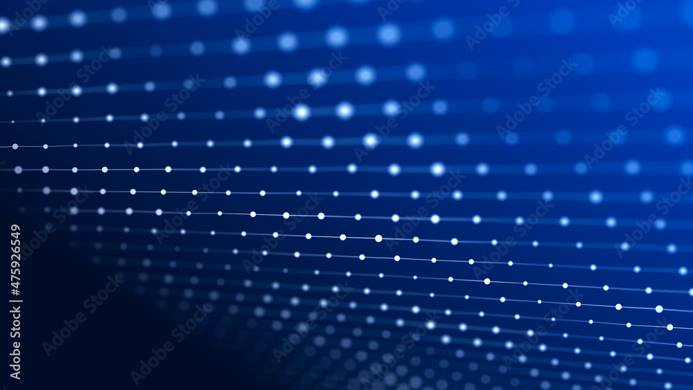 Fototapete digital blockchain concept. data storage in separate cells. abstract background with dots and lines.