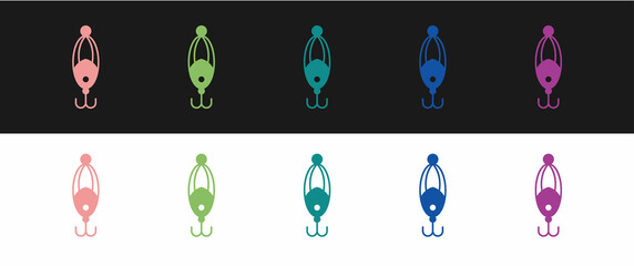 Set Fishing lure icon isolated on black and white background. Fishing tackle. Vector