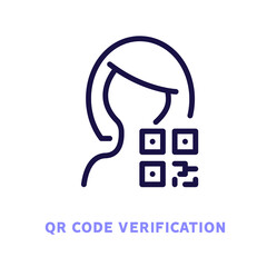 QR code line icon. Checking qr, qr verification, id identification flat icon. QR signs. Editable stroke