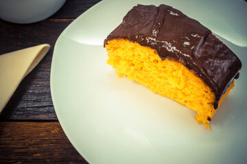 Brazilian carrot cake with chocolate topping.