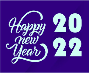 Happy New Year 2022 Vector Abstract Design Illustration Holiday Cyan With Purple Background