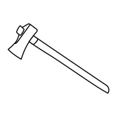Line drawing of an ax. Isolated vector illustration.