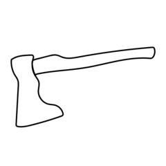 Line drawing of an ax. Isolated vector illustration.