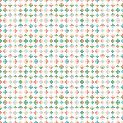 Cute seamless vector pattern with stylised little flowers in spring colour scheme. Decorative geometric floral grid texture for wallpaper, fashion fabric and prints.