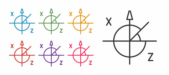 Set line Trigonometric circle icon isolated on white background. Set icons colorful. Vector