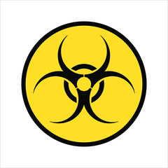 Biohazard sign. Warning symbol. Biohazard vector flat icon. Sign of biological threat alert ,Yellow circle, isolated on white background . Vector illustration EPS 10