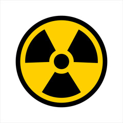 Radiation Hazard Sign. Warning symbol. Black hazard emblem isolated in yellow circle. Ionizing radiation hazard symbol. Stock illustration