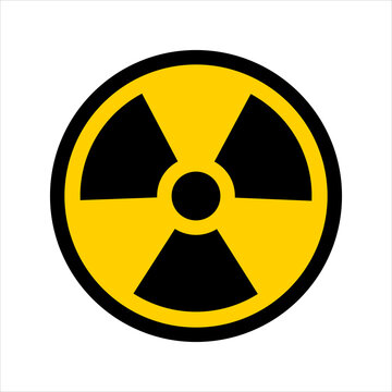 Radiation Hazard Sign. Warning symbol. Black hazard emblem isolated in yellow circle. Ionizing radiation hazard symbol. Stock illustration
