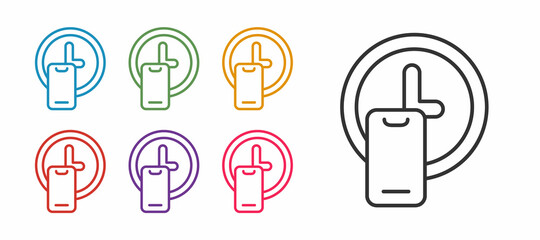 Set line Round the clock delivery icon isolated on white background. Set icons colorful. Vector