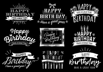Fototapeta premium Chalkboard Birthday Typography Set