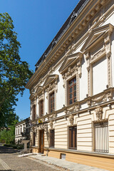 Typical street and building at the center in Bucharest, Romania