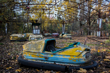 Amusement park of Prypiat after the nuclear accident in reactor 4 of Chernobyl in 1986