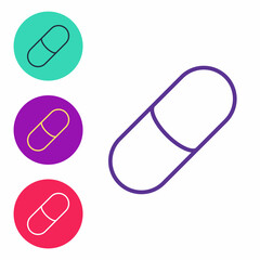 Set line Sleeping pill icon isolated on white background. Set icons colorful. Vector