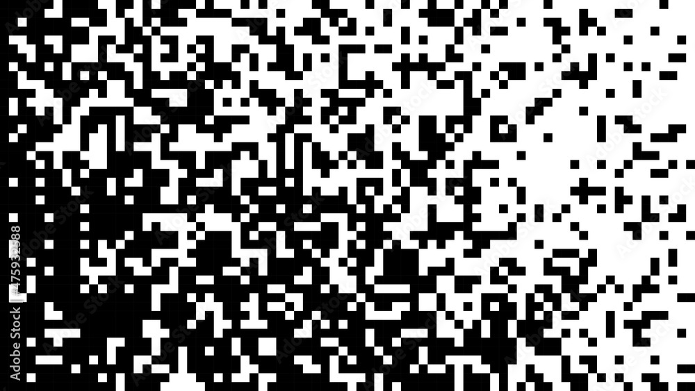 Poster background of pixels. halftone gradient. black squares. abstract geometric backdrop. vector illustra