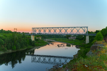 Railway bridge over the Narva river between Estonia and Russia.