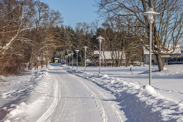 Park Road with snow in winter