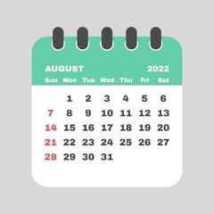 2022 calendar. monthly 2022 calendar. simple calendar 2022. august 2022 calendar. Week Starts on Sunday