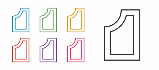 Set line Sewing pattern icon isolated on white background. Markings for sewing. Set icons colorful. Vector