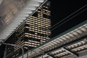 Fototapeta na wymiar Night view from a platform of Tokyo station, 17/12/2021