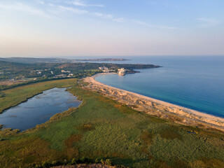 Aerial Sunset view of The Driver Beach, Bulgaria