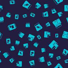 Set Soda can, Online ordering food, fish and on seamless pattern. Vector