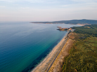 Aerial Sunset view of The Driver Beach, Bulgaria