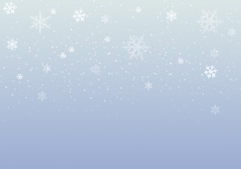 Snow background. Blue Christmas snowfall with defocused flakes. Winter concept with falling snow. Holiday texture and white snowflakes..
