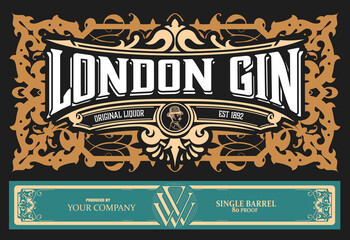 Whiskey label with old frames