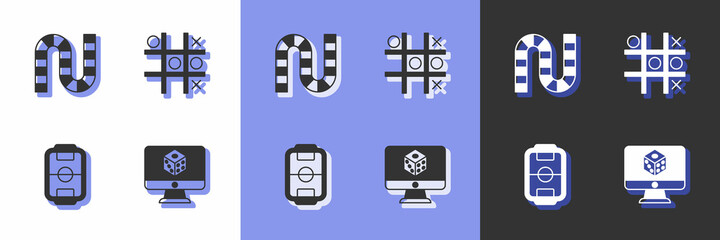 Set Game dice, Board game, Table football and Tic tac toe icon. Vector