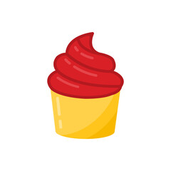 Cupcakes in red color, isolated. Vector illustration.