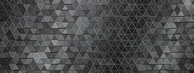 Abstract mosaic background of shiny mirrored triangle tiles in gray and black colors - obrazy, fototapety, plakaty