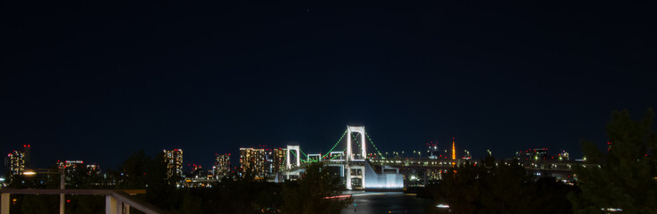 Night city of Tokyo, Tokyo Tower, Rainbow Bridge