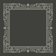 Floral and geometric monogram frame on dark gray background. - Vector.