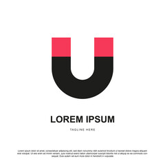 simple minimal letter U or magnet logo design