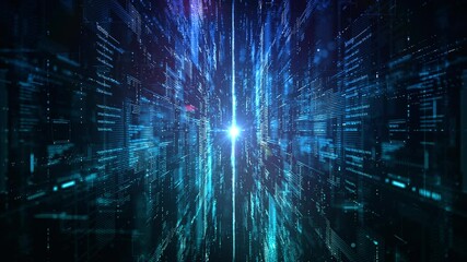 Digital cyberspace futuristic, Digital data matrix flowing and lighting, 5g high-speed connection data analysis process motion abstract background..4k