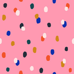Seamless colorful polka dot pattern. Vector abstract background with hand drawn spots.
