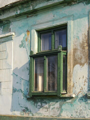 Fototapeta Window on the wall of an old house in Dobrica, Banat obraz