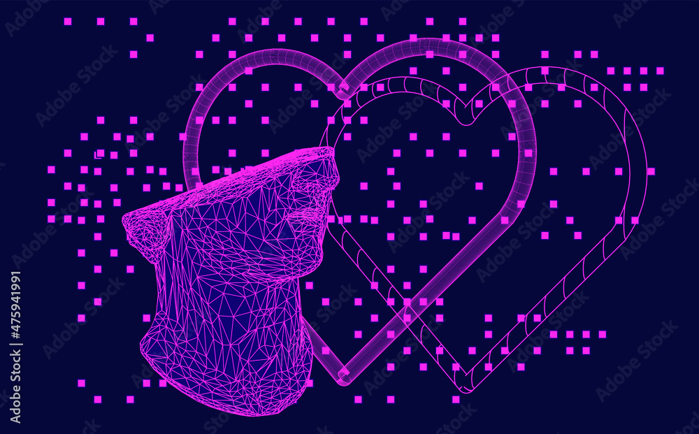Poster 3d model of a fragmentary colossal head of a youth sculpture in cyberpunk retrowave style. bust made