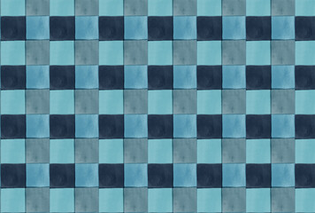 寒色ブルーのモザイクタイル風の壁紙
