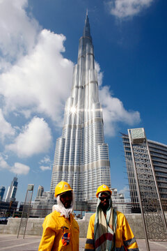 Indian labourers work at Burj Dubai, the world's tallest tower, in Dubai