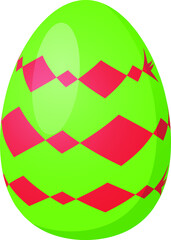 Green  Easter egg with red diamond pattern
