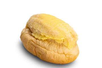 High angle view of Sweet Fresh Butter Bread on white background with clipping path.