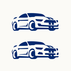 Set of muscle car silhouette logos. Ford Mustang