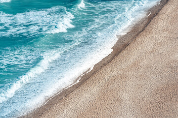 aerial view of the seabeach on a windy sunny day
