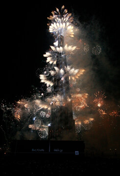 Fireworks explode around Burj Dubai, the world's tallest tower, during the opening ceremony in Dubai
