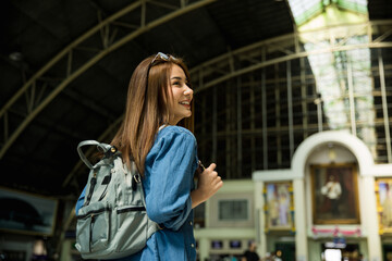 Asian Girl Backpack Traveller
